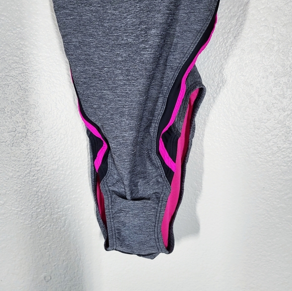 Speedo Quantum Splice One Piece Swimsuit Open Back Sporty Grey and Pink Size 10 - Picture 6 of 13